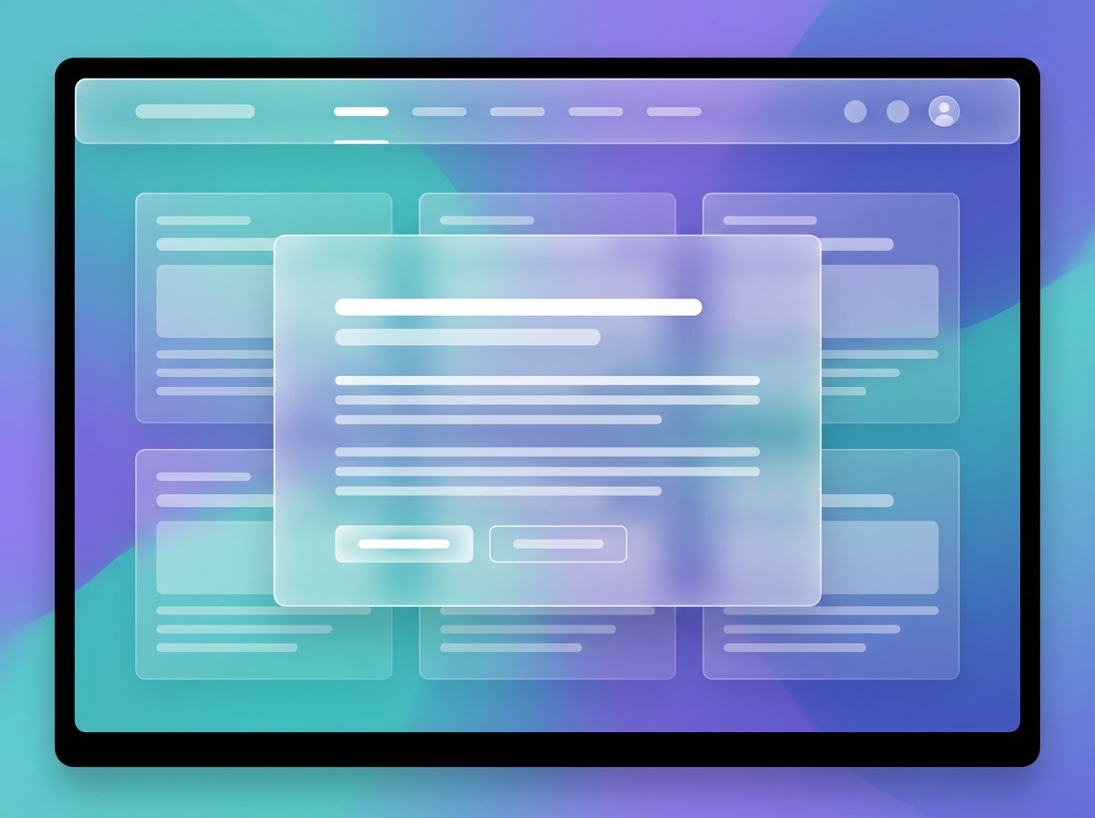 A practical application shot showing how the different components (nav, modal, card) look when composed together in a full UI.