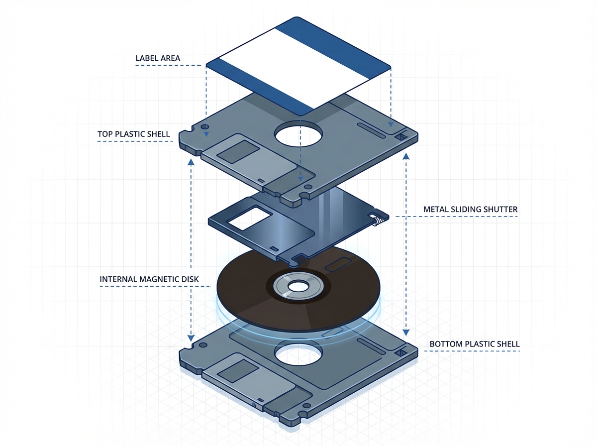 An exploded view diagram showing the different layers of the disk, visually representing the component composition described in the code.