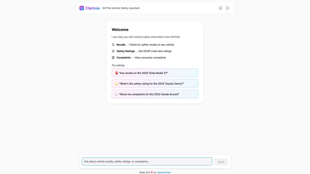 Screenshot of ClarissaBot
